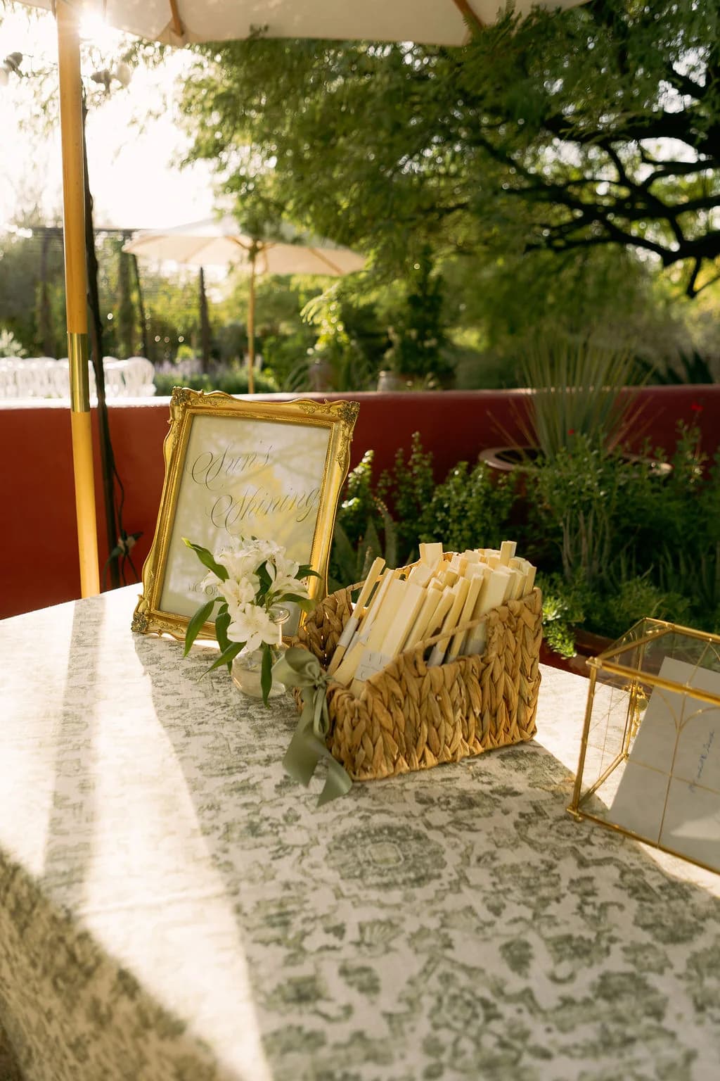 Escort card table styled with florals at Desert Botanical Garden