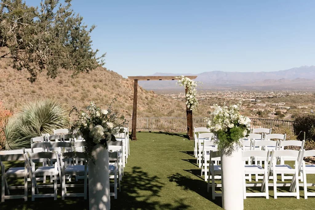 Wedding ceremony site overlooking the desert valley at Adero Scottsdale Resort