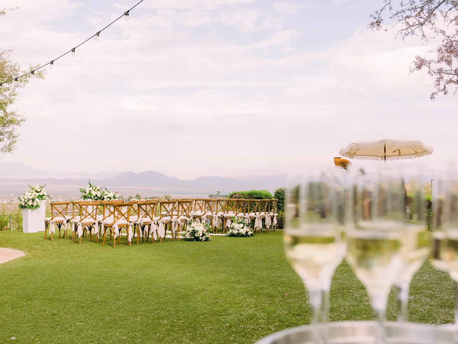 Wedding ceremony setup overlooking the Arizona desert